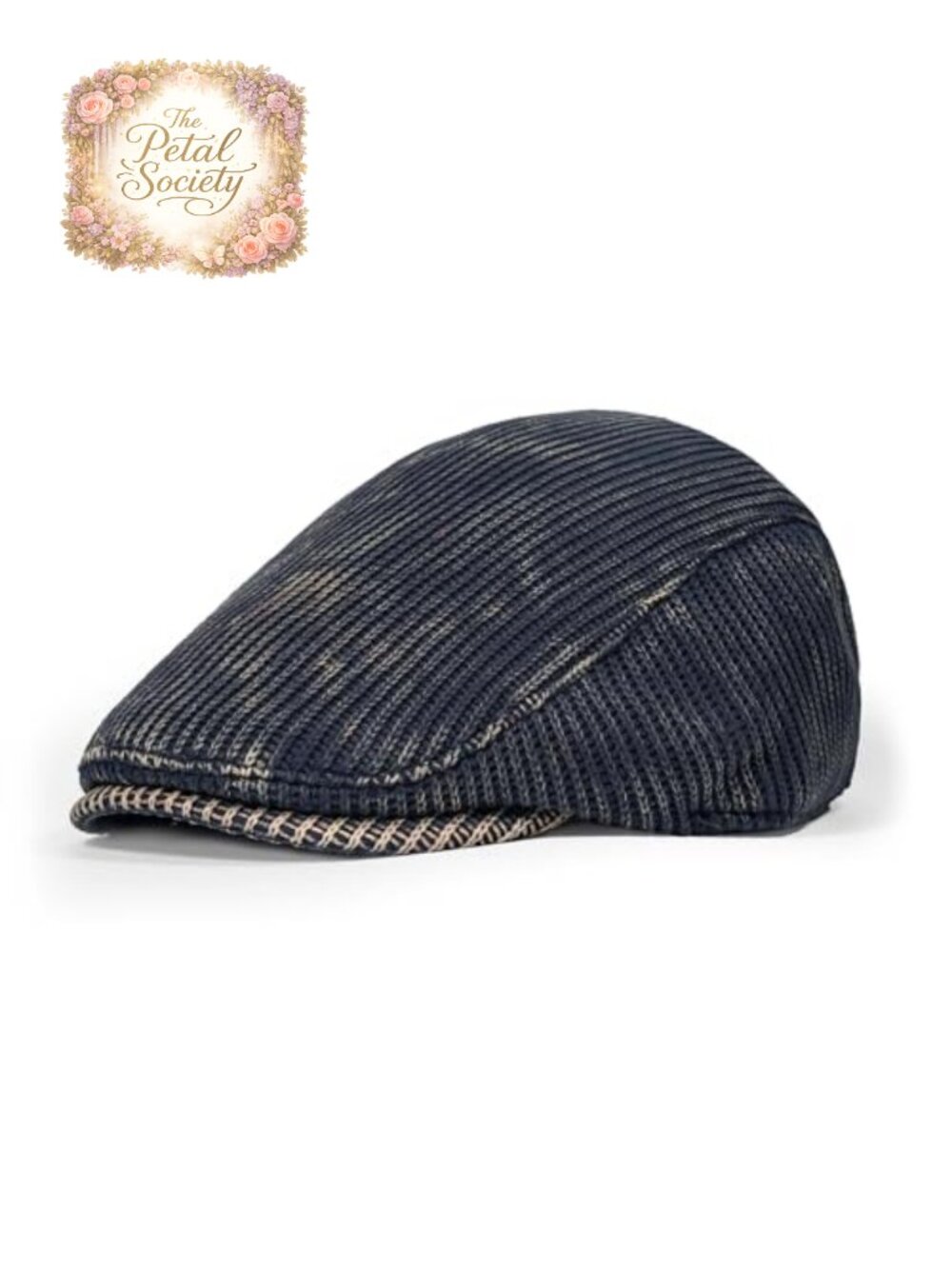 Knitted Newsboy Cap Vintage Flat Ivy Driving Cap with Short Brim